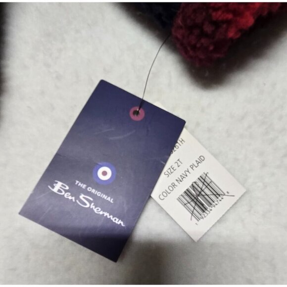 Ben Sherman Kids Hooded Plaid Sherpa Jacket With Zipper Red & Black Size 2T - Picture 9 of 12